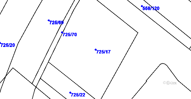 Parcela st. 725/17 v KÚ Chotíkov, Katastrální mapa