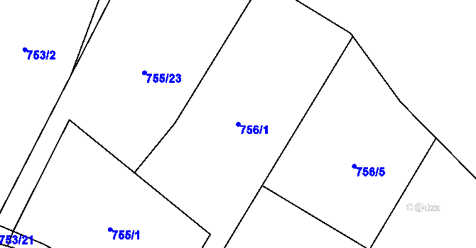 Parcela st. 756/1 v KÚ Chotíkov, Katastrální mapa