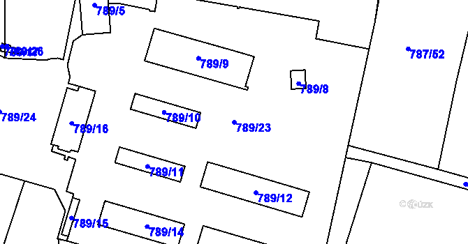 Parcela st. 789/23 v KÚ Chotíkov, Katastrální mapa