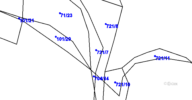 Parcela st. 721/7 v KÚ Chotíkov, Katastrální mapa