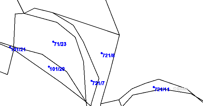 Parcela st. 721/8 v KÚ Chotíkov, Katastrální mapa