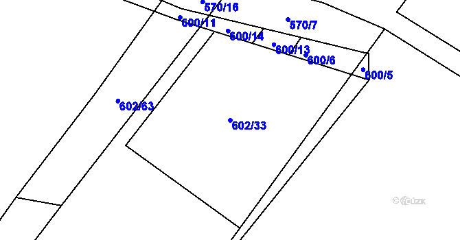 Parcela st. 602/33 v KÚ Chotíkov, Katastrální mapa