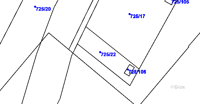 Parcela st. 725/22 v KÚ Chotíkov, Katastrální mapa