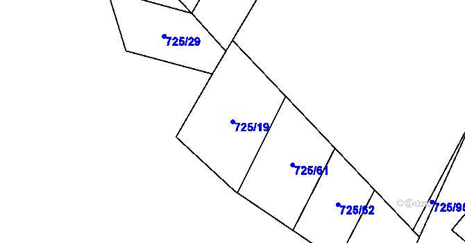 Parcela st. 725/19 v KÚ Chotíkov, Katastrální mapa