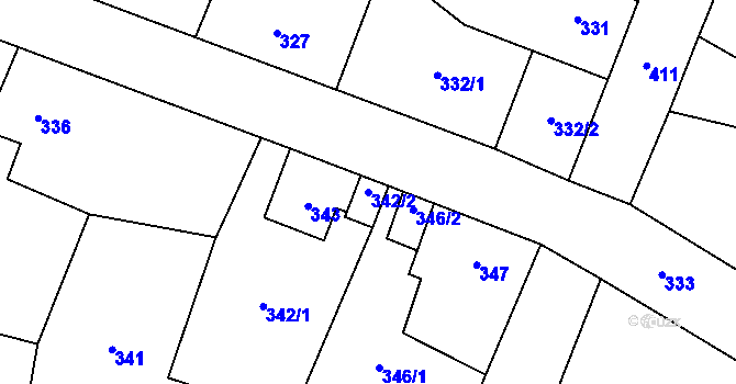 Parcela st. 342/2 v KÚ Chotíkov, Katastrální mapa