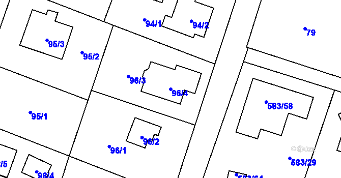 Parcela st. 96/4 v KÚ Chotíkov, Katastrální mapa