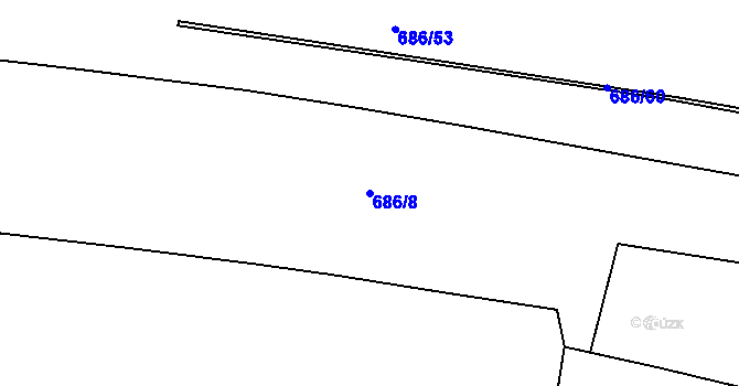 Parcela st. 686/8 v KÚ Chotíkov, Katastrální mapa