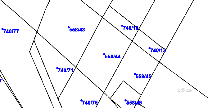 Parcela st. 558/44 v KÚ Chotíkov, Katastrální mapa