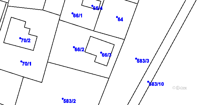 Parcela st. 66/3 v KÚ Chotíkov, Katastrální mapa