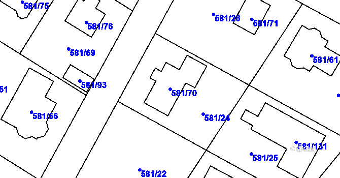 Parcela st. 581/70 v KÚ Chotíkov, Katastrální mapa