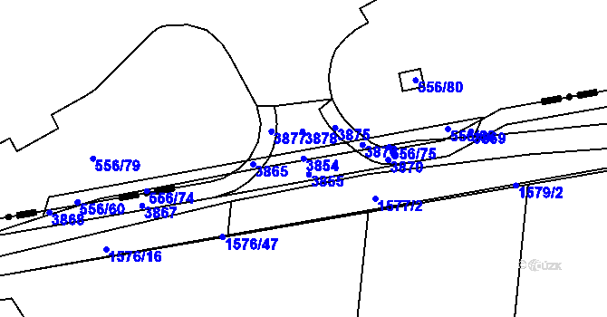 Parcela st. 556/34 v KÚ Chotíkov, Katastrální mapa