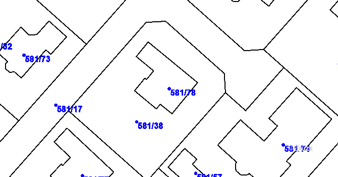 Parcela st. 581/78 v KÚ Chotíkov, Katastrální mapa