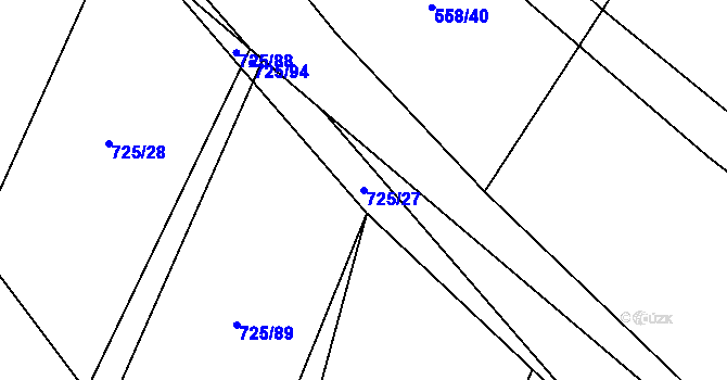 Parcela st. 725/27 v KÚ Chotíkov, Katastrální mapa