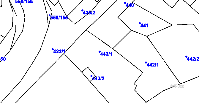 Parcela st. 443/1 v KÚ Chotíkov, Katastrální mapa