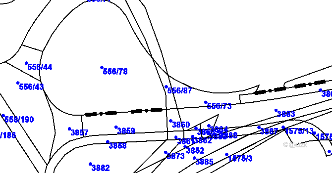 Parcela st. 556/87 v KÚ Chotíkov, Katastrální mapa