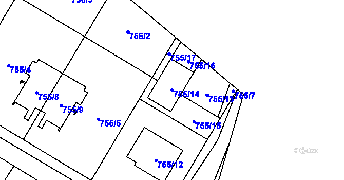 Parcela st. 755/14 v KÚ Chotíkov, Katastrální mapa