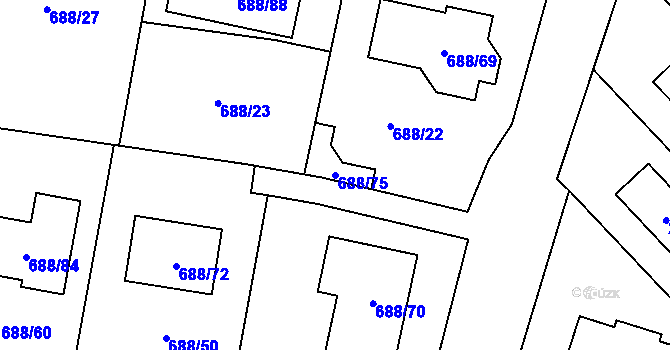 Parcela st. 688/75 v KÚ Chotíkov, Katastrální mapa