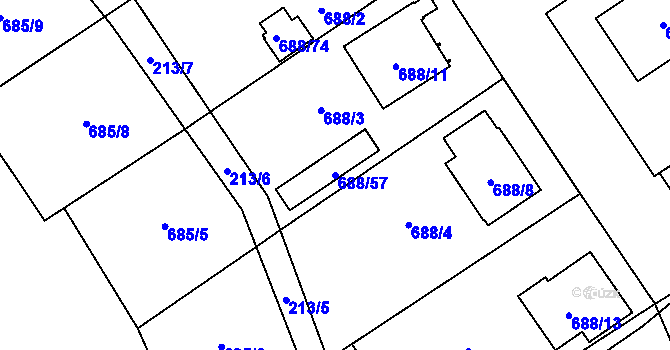 Parcela st. 688/57 v KÚ Chotíkov, Katastrální mapa