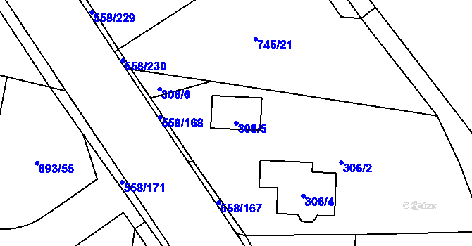 Parcela st. 306/5 v KÚ Chotíkov, Katastrální mapa