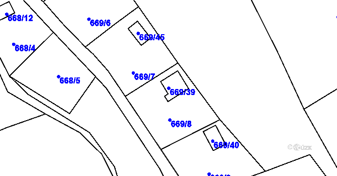 Parcela st. 669/39 v KÚ Chotíkov, Katastrální mapa