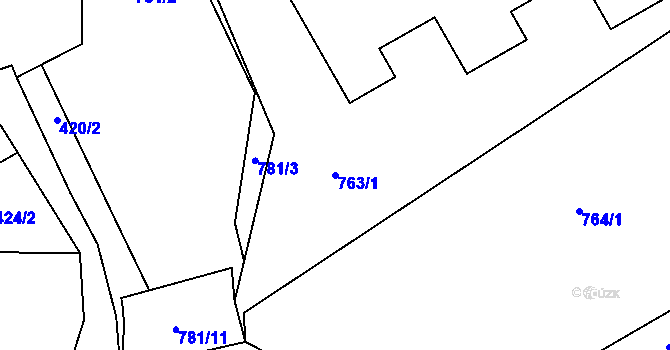 Parcela st. 763/1 v KÚ Chotíkov, Katastrální mapa