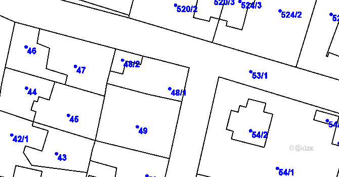 Parcela st. 48/1 v KÚ Chotíkov, Katastrální mapa