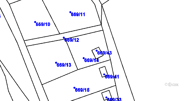 Parcela st. 669/43 v KÚ Chotíkov, Katastrální mapa