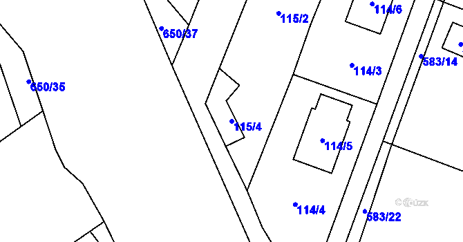 Parcela st. 115/4 v KÚ Chotíkov, Katastrální mapa
