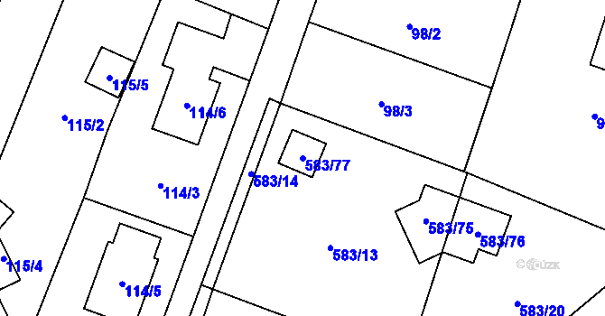 Parcela st. 583/77 v KÚ Chotíkov, Katastrální mapa