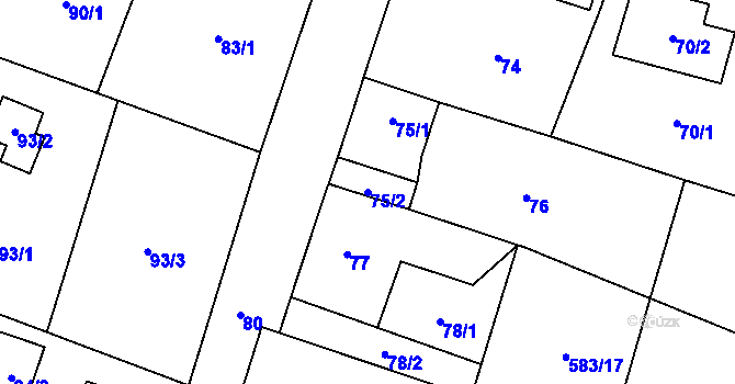 Parcela st. 75/2 v KÚ Chotíkov, Katastrální mapa