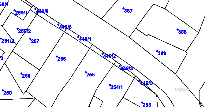 Parcela st. 449/2 v KÚ Chotíkov, Katastrální mapa