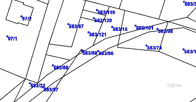 Parcela st. 583/96 v KÚ Chotíkov, Katastrální mapa