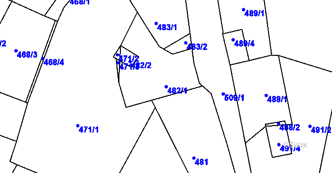 Parcela st. 482/1 v KÚ Chotíkov, Katastrální mapa