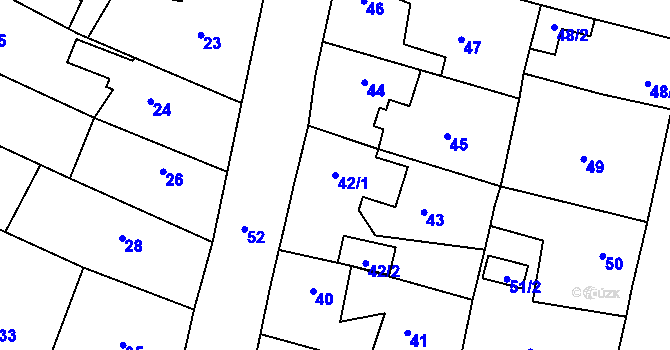 Parcela st. 42/1 v KÚ Chotíkov, Katastrální mapa