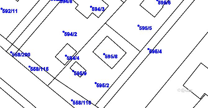 Parcela st. 595/8 v KÚ Chotíkov, Katastrální mapa