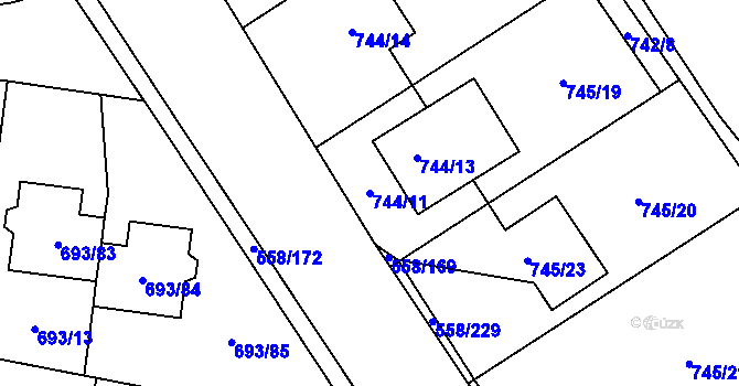 Parcela st. 744/11 v KÚ Chotíkov, Katastrální mapa