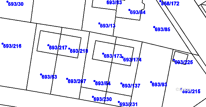 Parcela st. 693/173 v KÚ Chotíkov, Katastrální mapa