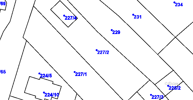Parcela st. 227/2 v KÚ Chotíkov, Katastrální mapa