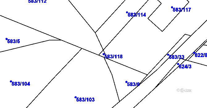 Parcela st. 583/118 v KÚ Chotíkov, Katastrální mapa