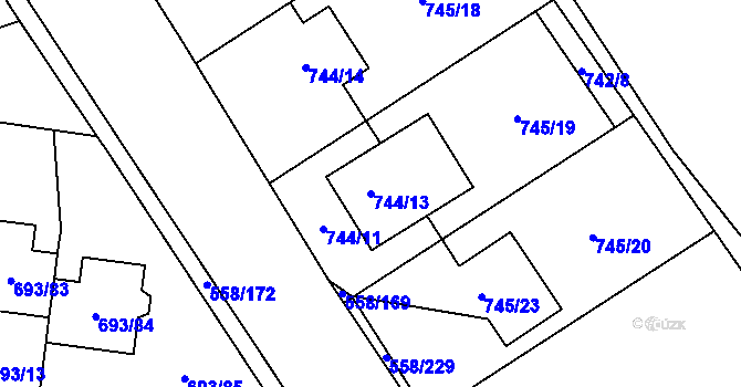 Parcela st. 744/13 v KÚ Chotíkov, Katastrální mapa