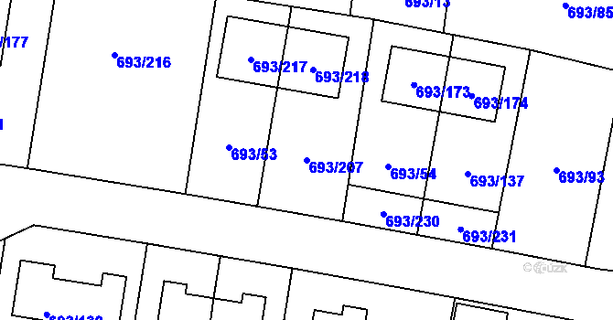 Parcela st. 693/207 v KÚ Chotíkov, Katastrální mapa