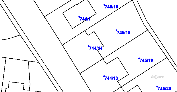 Parcela st. 744/14 v KÚ Chotíkov, Katastrální mapa