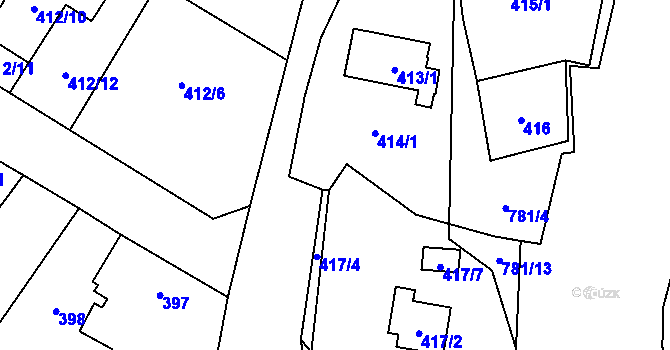 Parcela st. 417/3 v KÚ Chotíkov, Katastrální mapa