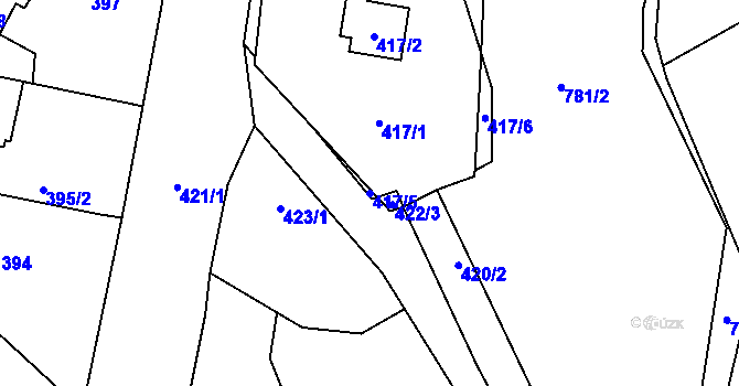 Parcela st. 417/5 v KÚ Chotíkov, Katastrální mapa