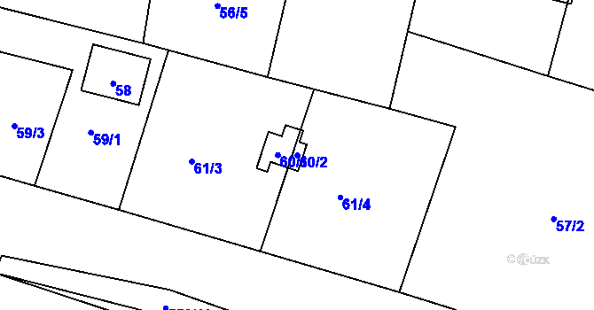 Parcela st. 60/2 v KÚ Chotíkov, Katastrální mapa