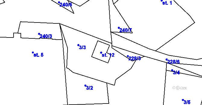 Parcela st. 12 v KÚ Hněvšín, Katastrální mapa