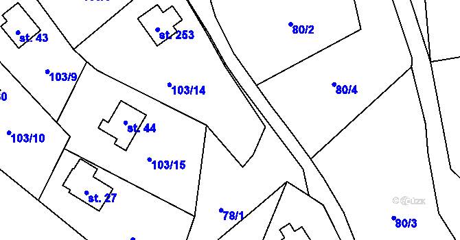Parcela st. 78/19 v KÚ Hněvšín, Katastrální mapa