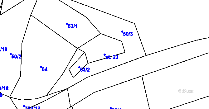 Parcela st. 23 v KÚ Chotilsko, Katastrální mapa