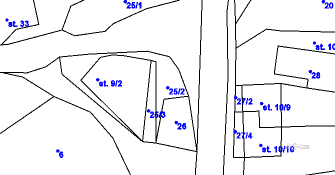 Parcela st. 25/2 v KÚ Chotilsko, Katastrální mapa