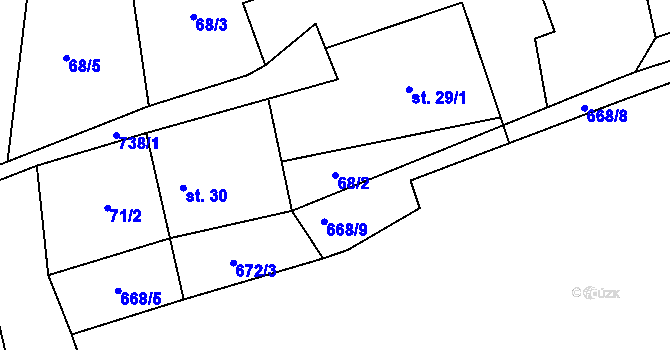 Parcela st. 68/2 v KÚ Chotilsko, Katastrální mapa